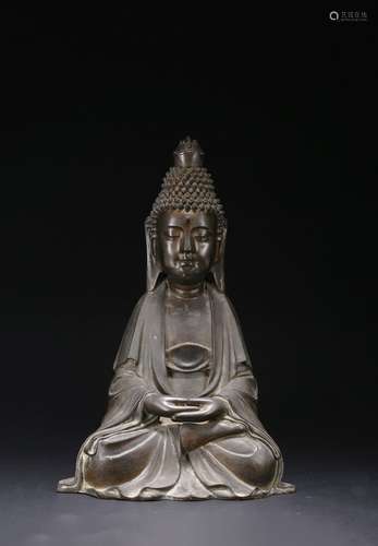 A BRONZE FIGURE OF SHAKYAMUNI BUDDHA