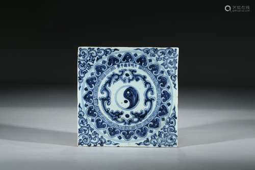 A BLUE AND WHITE 'BAGUA' PANEL