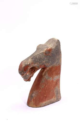 A CHINESE POTTERY HORSE HEAD