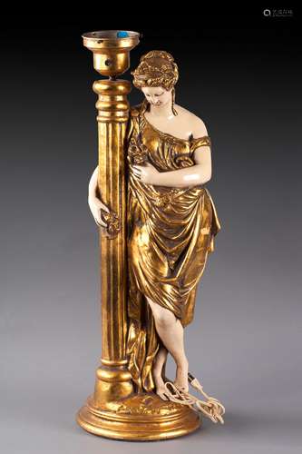 A VINTAGE GILT 'LADY FIGURE' LAMP