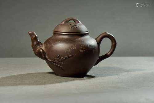 A YIXING ZISHA 'BAMBOO' TEAPOT