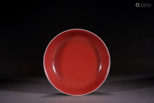 A CHINESE RUBY RED GLAZED DISH