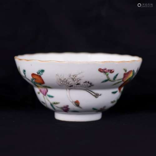 A FAMILLE ROSE 'FLOWER AND BIRD' BOWL