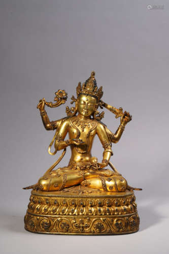 Gilt Bronze Figure of Manjushri