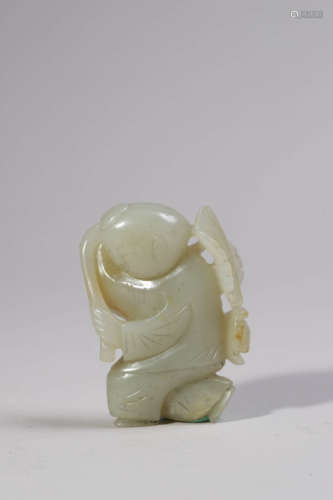 Carved Jade Figure and Lotus