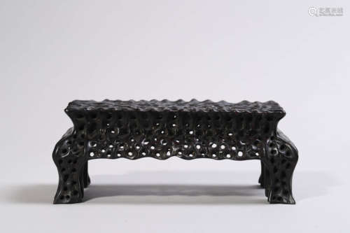 Carved Sandalwood Flower Low Table