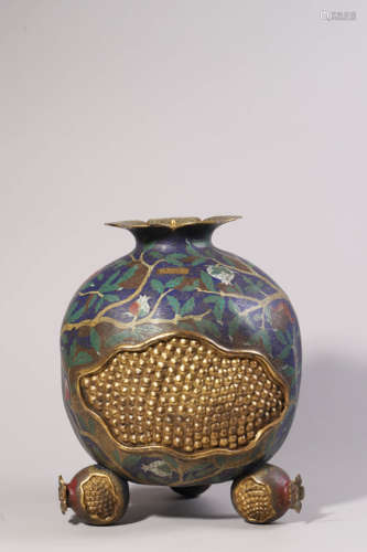 Cloisonne Enamel Pomegranate-Form Zun