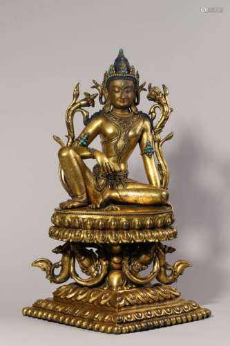 Tibetan Gilt Bronze Figure of Guanyin