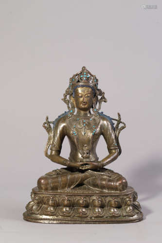 Gilt Decorated Bronze Figure of Buddha