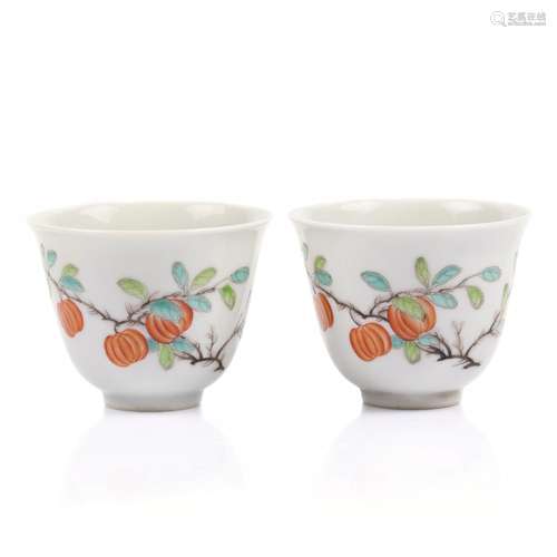 A Pair Of Chinese Famille Rose Porcelain Cups