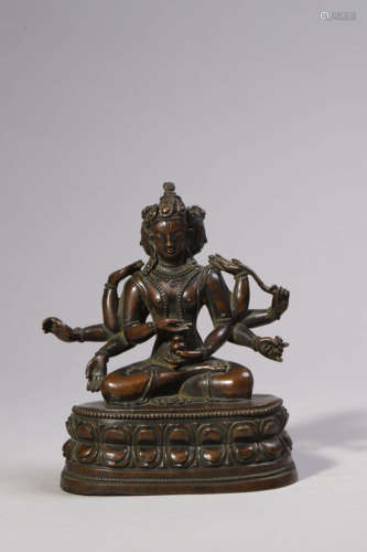 Bronze Figure of Three-Faced and Eight-Armed Avalokitesvara