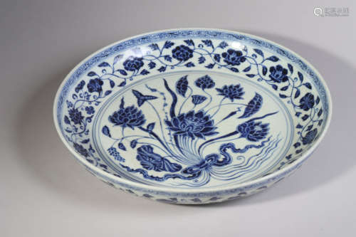 Blue and White Lotus Plate