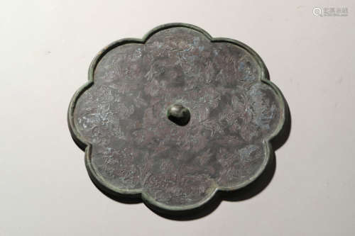 Bronze Lobed Flower Mirror