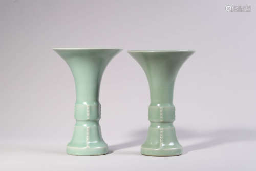 Two Longquan Kiln Beaker Vases