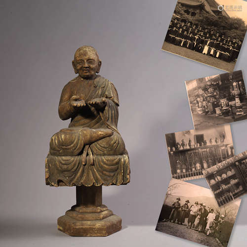 Carved Wood Figure of Buddha