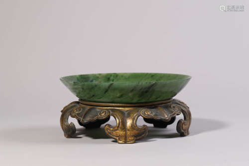 Spinach Green Jade Plate, with Stand