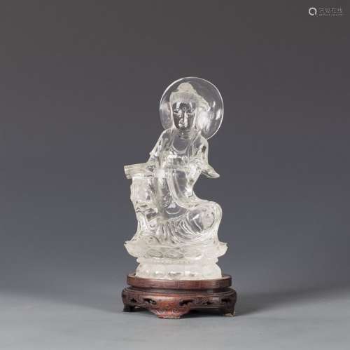 A CHINESE ANTIQUE CRYSTAL GUANYIN