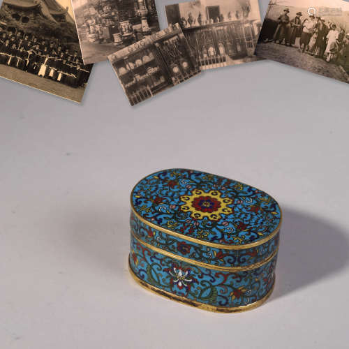 Cloisonne Enamel Lotus Box and Cover