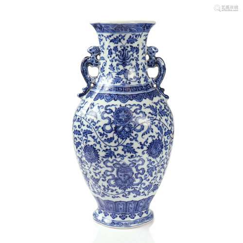 A Chinese Blue And White Glazed Porcelain Vase