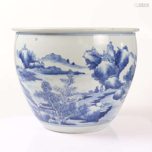 A Chinese Blue And White Glazed Porcelain Jar