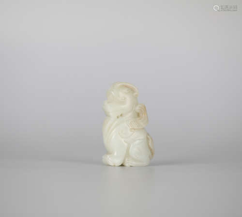 Chinese Hetian jade and auspicious animal ornament, Ming