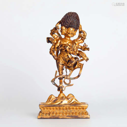 Ancient Chinese Gilt Bronze Statue