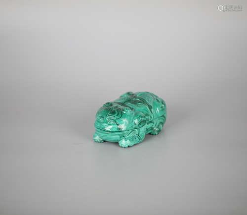 Tiger shaped inkstone carved from malachite and Duanshi in C...