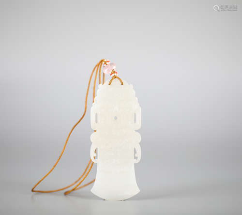 China Hetian white jade axe accessories,18th