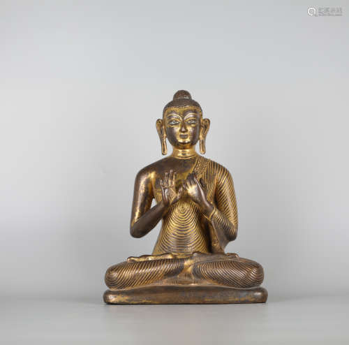 Ancient bronze Buddha statue, Yuan