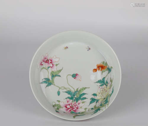 Chinese painted flower porcelain plate, Yongzheng