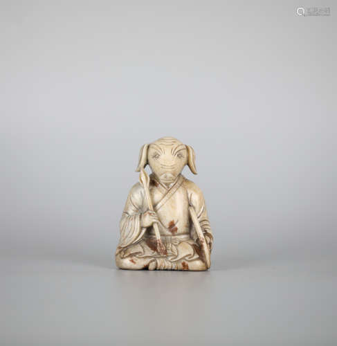 Chinese Hetian Jade Zodiac Pig Ornament, Song