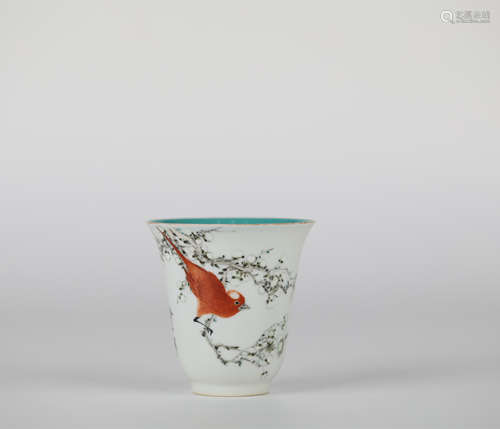 Yu Ziming,Porcelain Cup with Flower Pattern