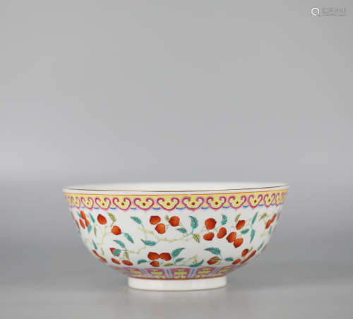 Chinese Porcelain Peach Bowl, Qing