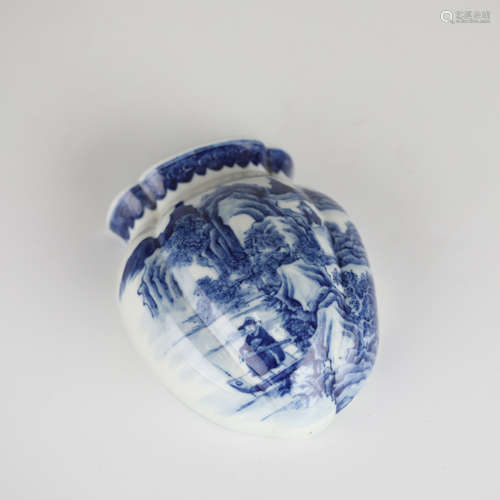 Blue and White Landscape Qianlong Vase