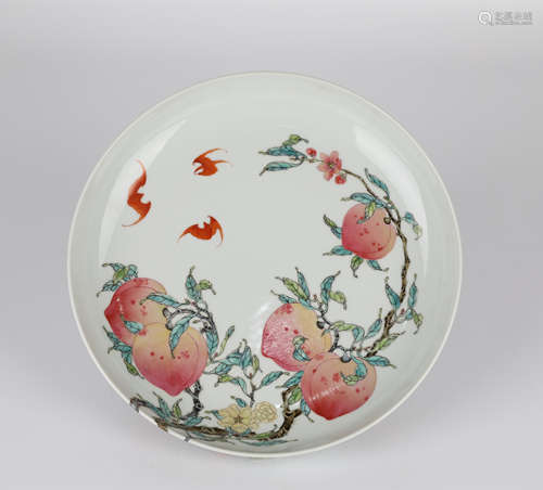 Fencai Peach Pattern Plate，19th