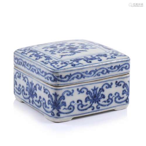 A Chinese Blue And White Glazed Porcelain Box