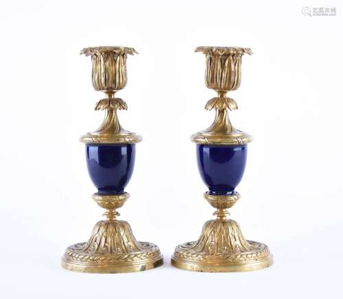 Pair of Sevres candlesticks, early 19th century