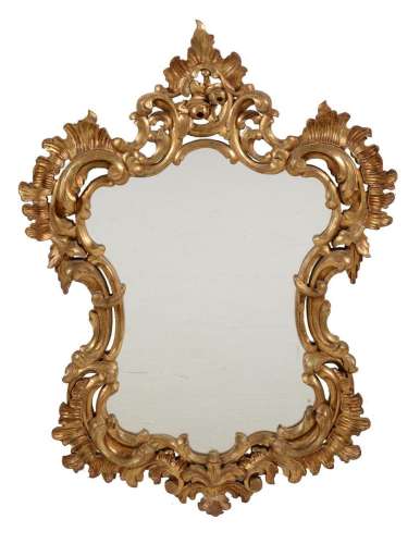 A pair of Continental carved giltwood wall mirrors in 18th c...