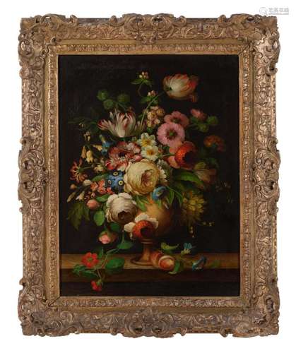 Continental School (19th century), Still life of flowers in ...