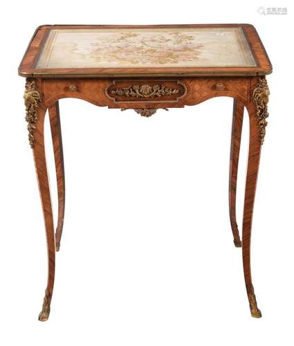 Y A French kingwood and parquetry gilt-metal-mounted side ta...