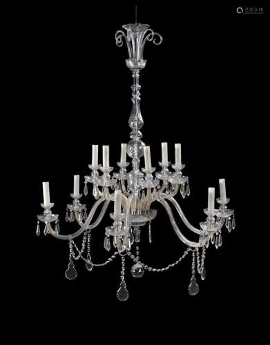 A cut and moulded glass twelve light chandelier