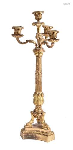 A French ormolu four light candelabra