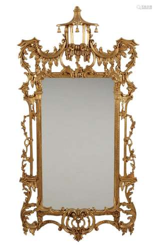 A pair of modern Italian giltwood wall mirrors in Chinese Ch...