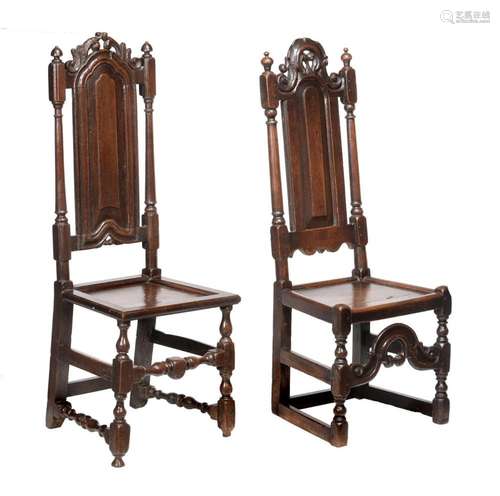 Two similar James II oak chairs