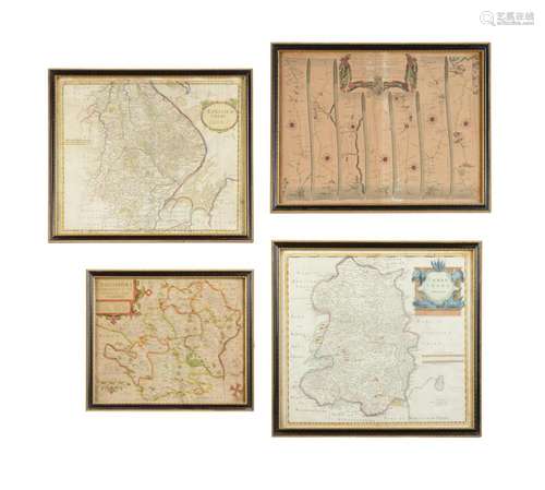 A group of four various Hogarth framed map prints