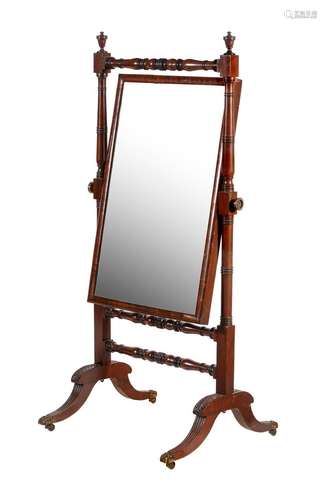 A Regency mahogany cheval mirror