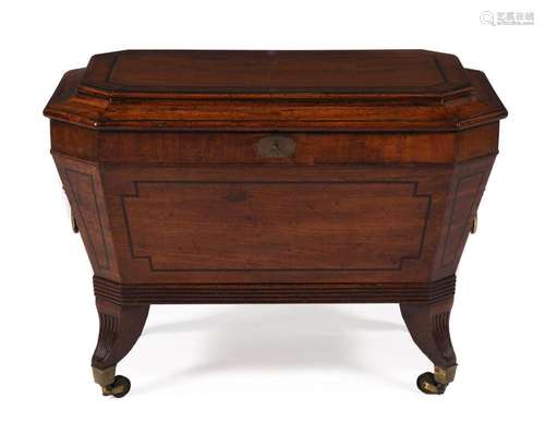 A late Regency mahogany and line inlaid wine cooler