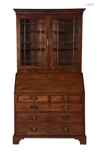 A George II mahogany bureau bookcase