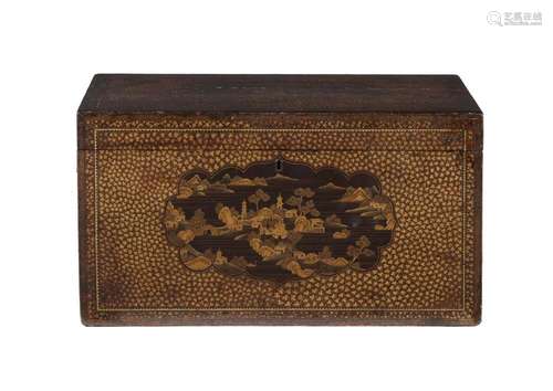 A Chinese export black lacquer trunk