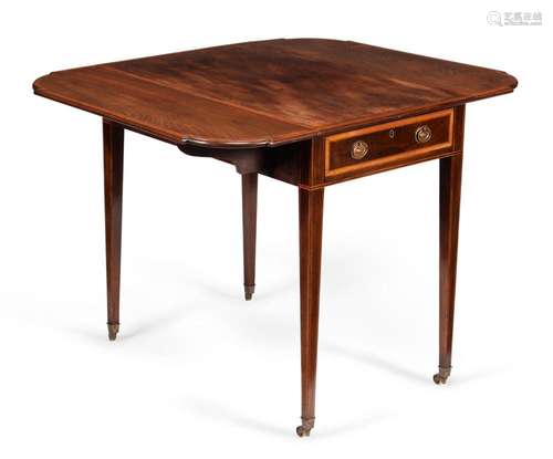 A George III mahogany and satinwood banded Pembroke table